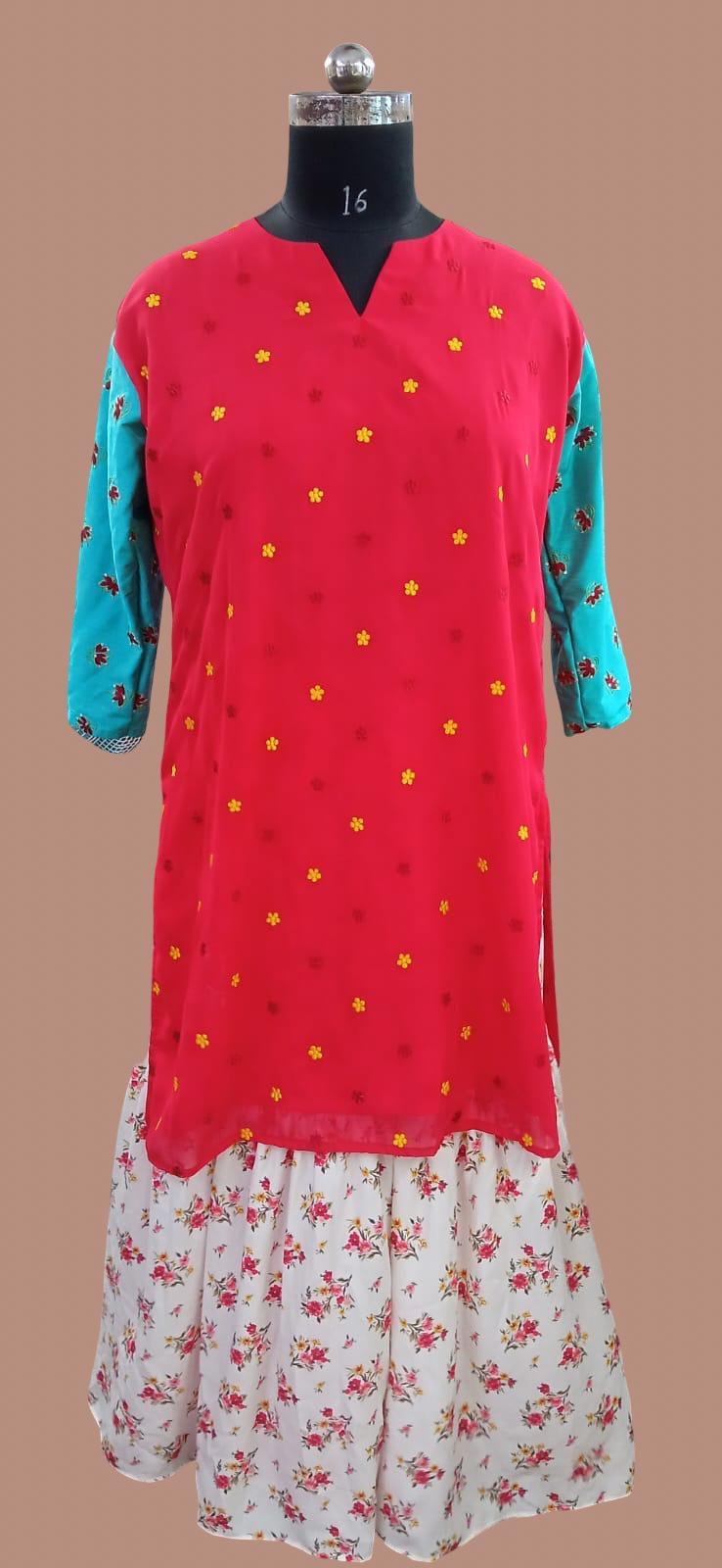 RED AND WHITE SHARARA