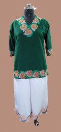 Women's green and white  Palazzo Two-Piece